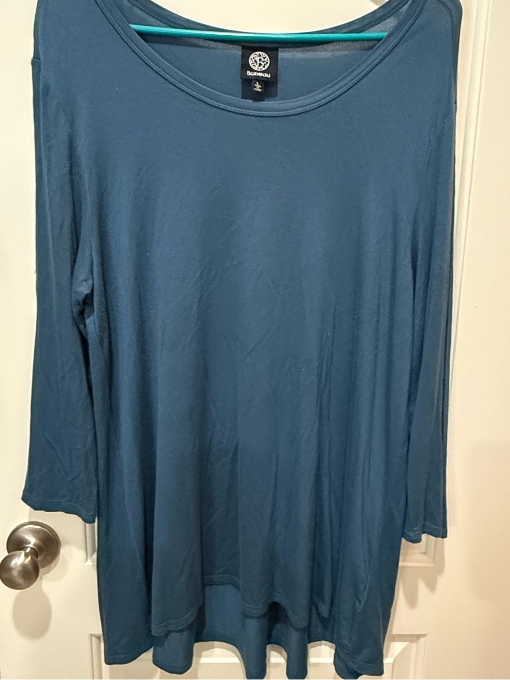 bobeau Teal Scoop Neck Long Sleeve Tunic